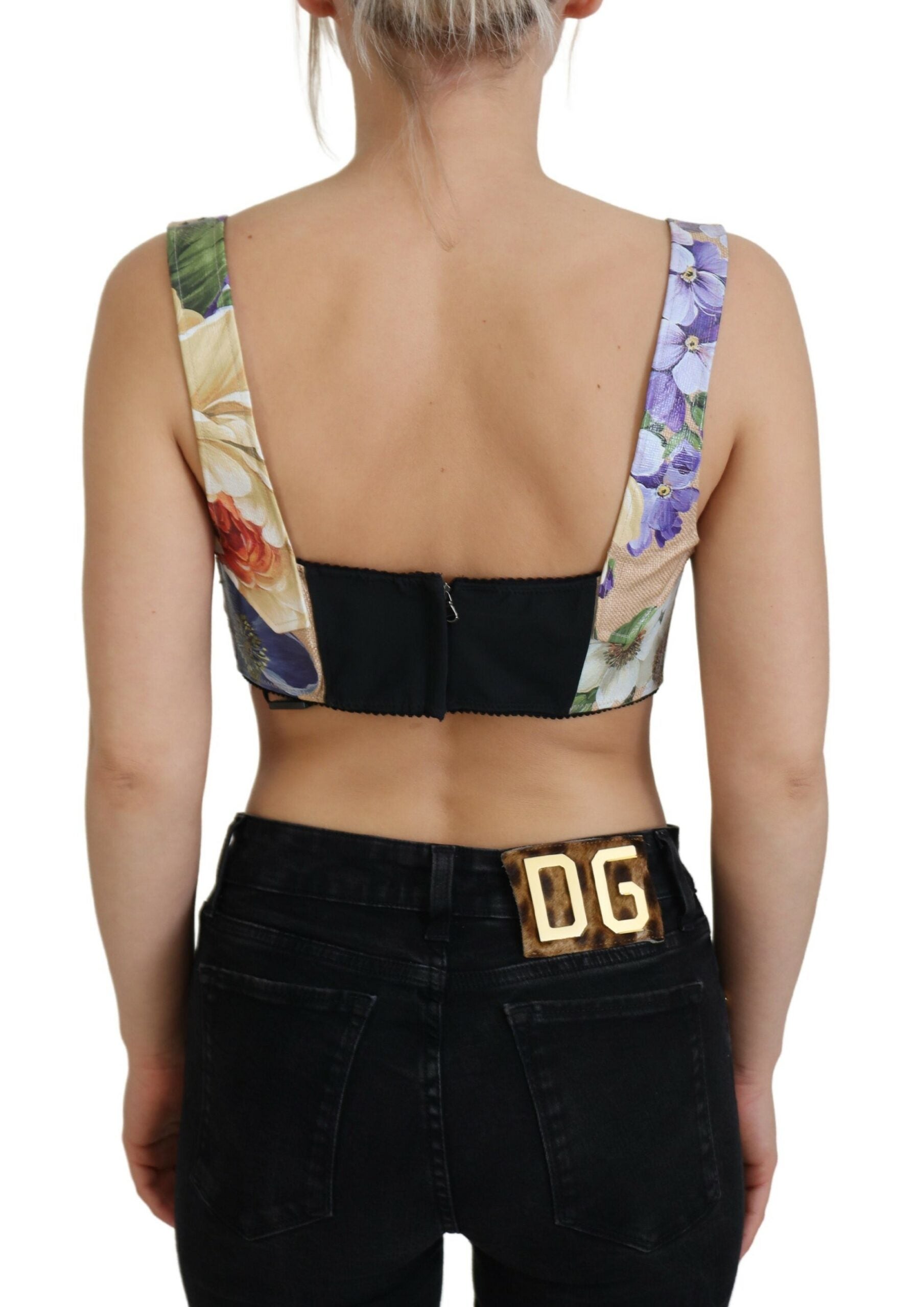 Dolce &amp; Gabbana Multicolor Floral Cropped Bustier Corset Top
