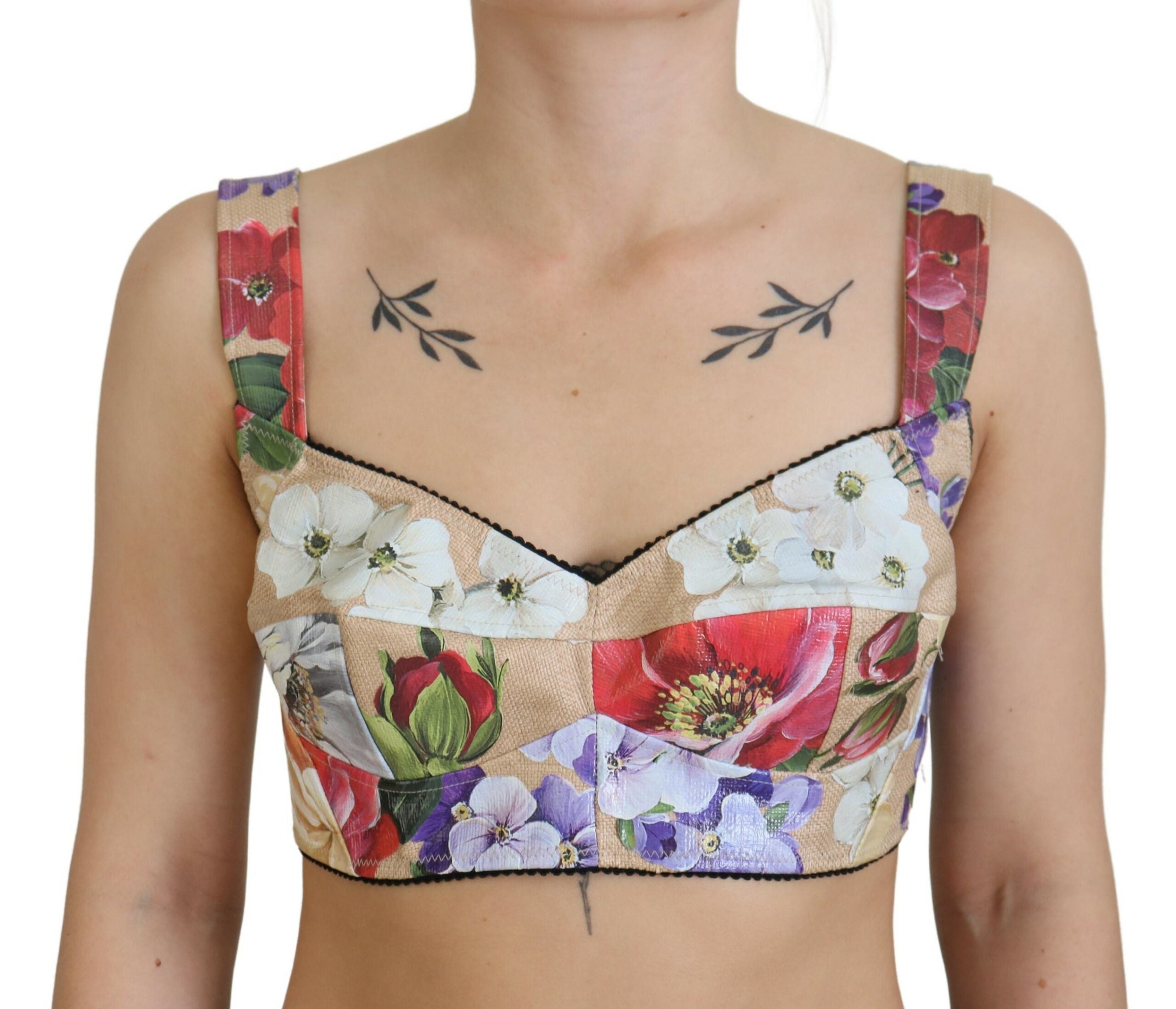 Dolce &amp; Gabbana Multicolor Floral Cropped Bustier Corset Top