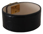 Dolce &amp; Gabbana Black Dauphine Leather DG Heart Key Ring Bracelet