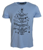 Dolce &amp; Gabbana Light Blue Happy New Year 2017 Cotton T-shirt