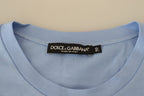 Dolce &amp; Gabbana Light Blue Happy New Year 2017 Cotton T-shirt