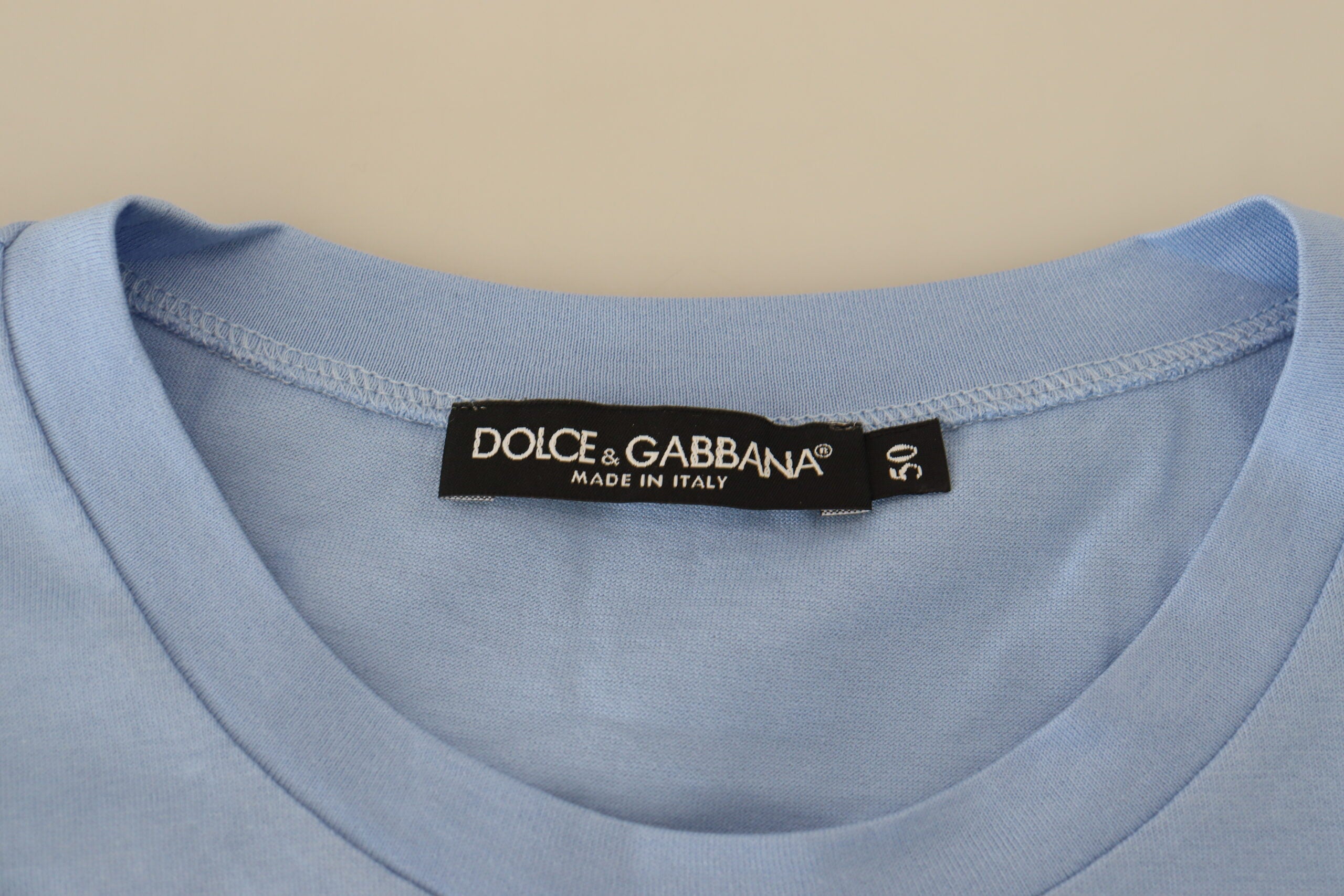 Dolce &amp; Gabbana Light Blue Happy New Year 2017 Cotton T-shirt