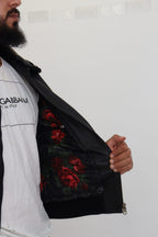 Dolce & Gabbana Black Lamb Leather Collared Men Coat Jacket