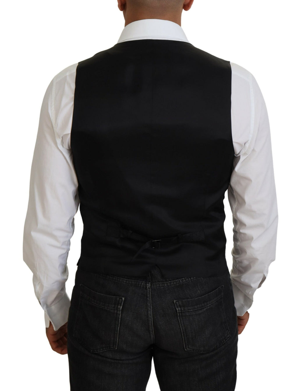 Dolce &amp; Gabbana Black Virgin Wool Waistcoat Formal Vest
