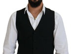 Dolce &amp; Gabbana Black Virgin Wool Waistcoat Formal Vest