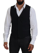 Dolce &amp; Gabbana Black Virgin Wool Waistcoat Formal Vest