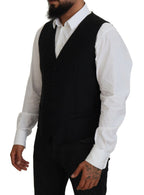 Dolce &amp; Gabbana Black Virgin Wool Waistcoat Formal Vest