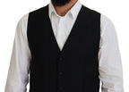 Dolce &amp; Gabbana Black Virgin Wool Waistcoat Formal Vest