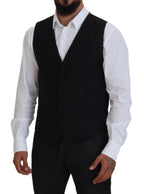 Dolce &amp; Gabbana Black Virgin Wool Waistcoat Formal Vest