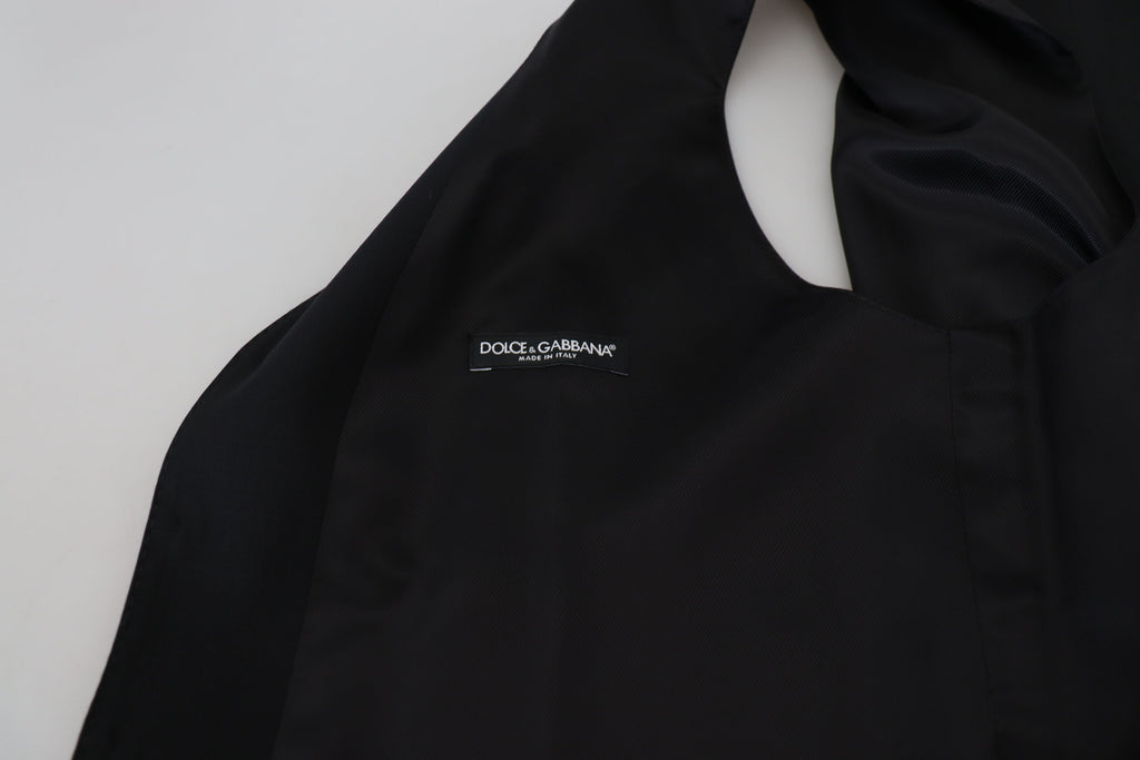 Dolce &amp; Gabbana Black Virgin Wool Waistcoat Formal Vest