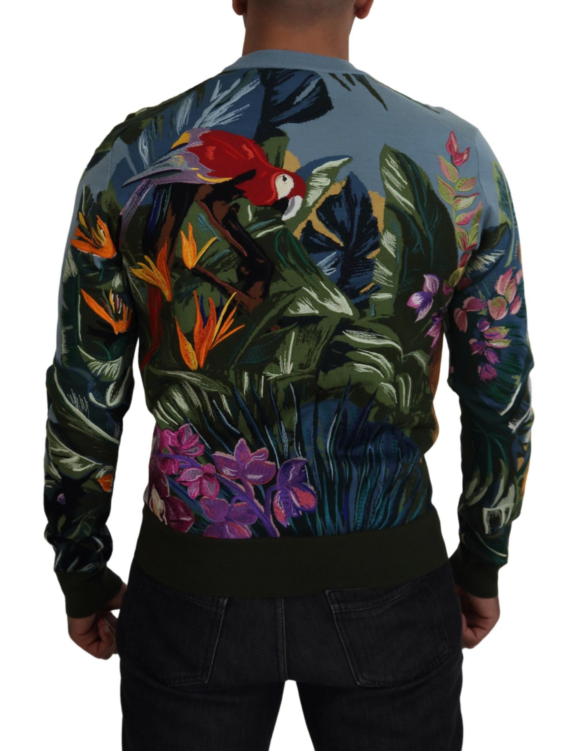 Dolce &amp; Gabbana Multicolor Jungle Wool Pullover Logo Sweater