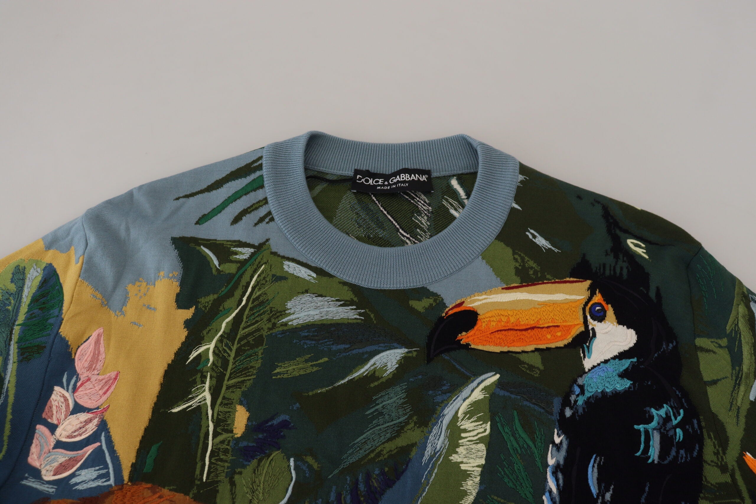 Dolce &amp; Gabbana Multicolor Jungle Wool Pullover Logo Sweater