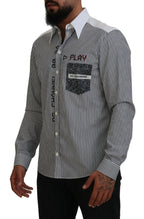 Dolce &amp; Gabbana Black White Striped Printed Casual Cotton Shirt
