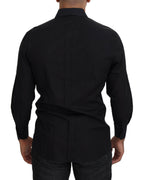 Dolce &amp; Gabbana Black GOLD Cotton Collared Long Sleeve Shirt