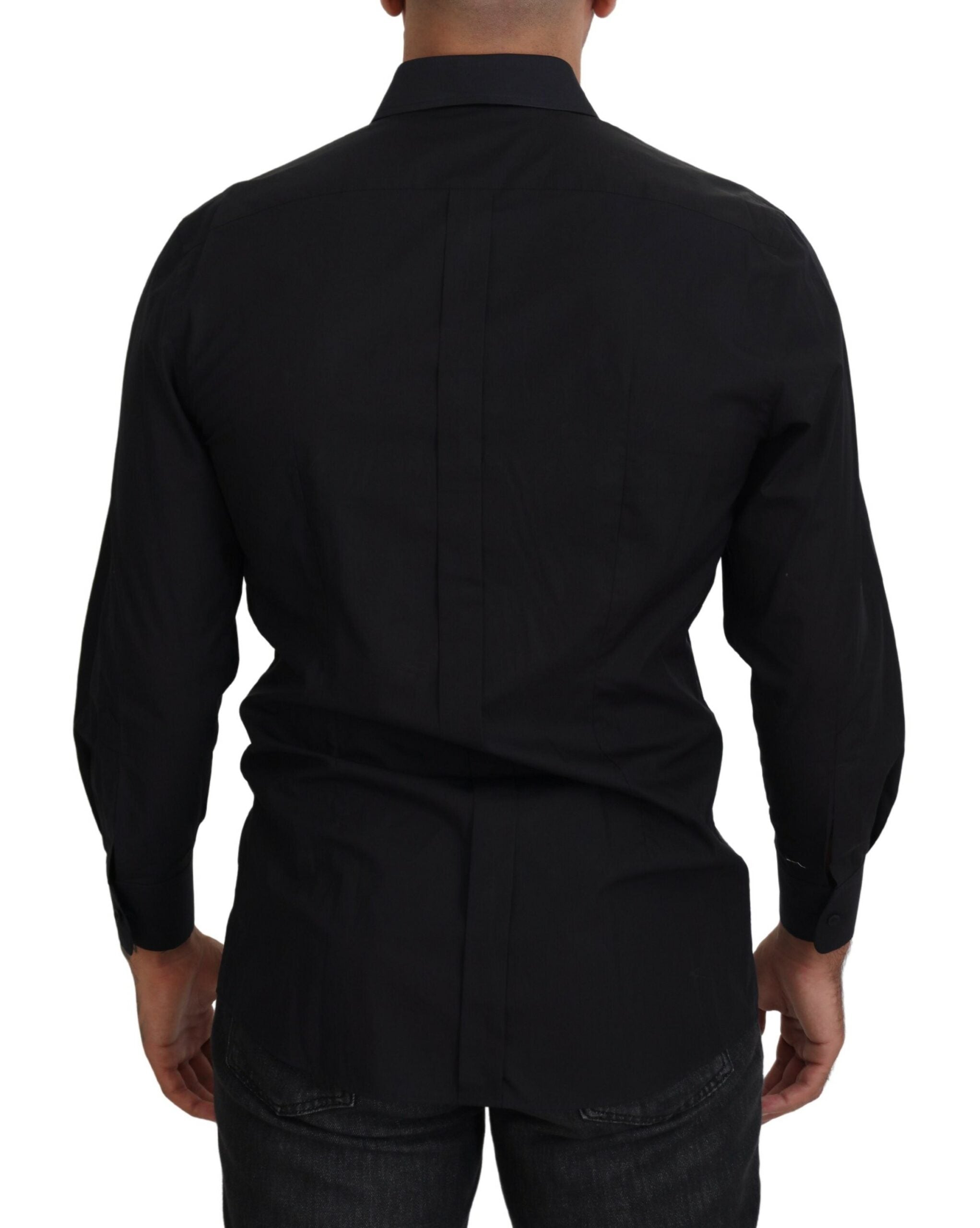 Dolce &amp; Gabbana Black GOLD Cotton Collared Long Sleeve Shirt