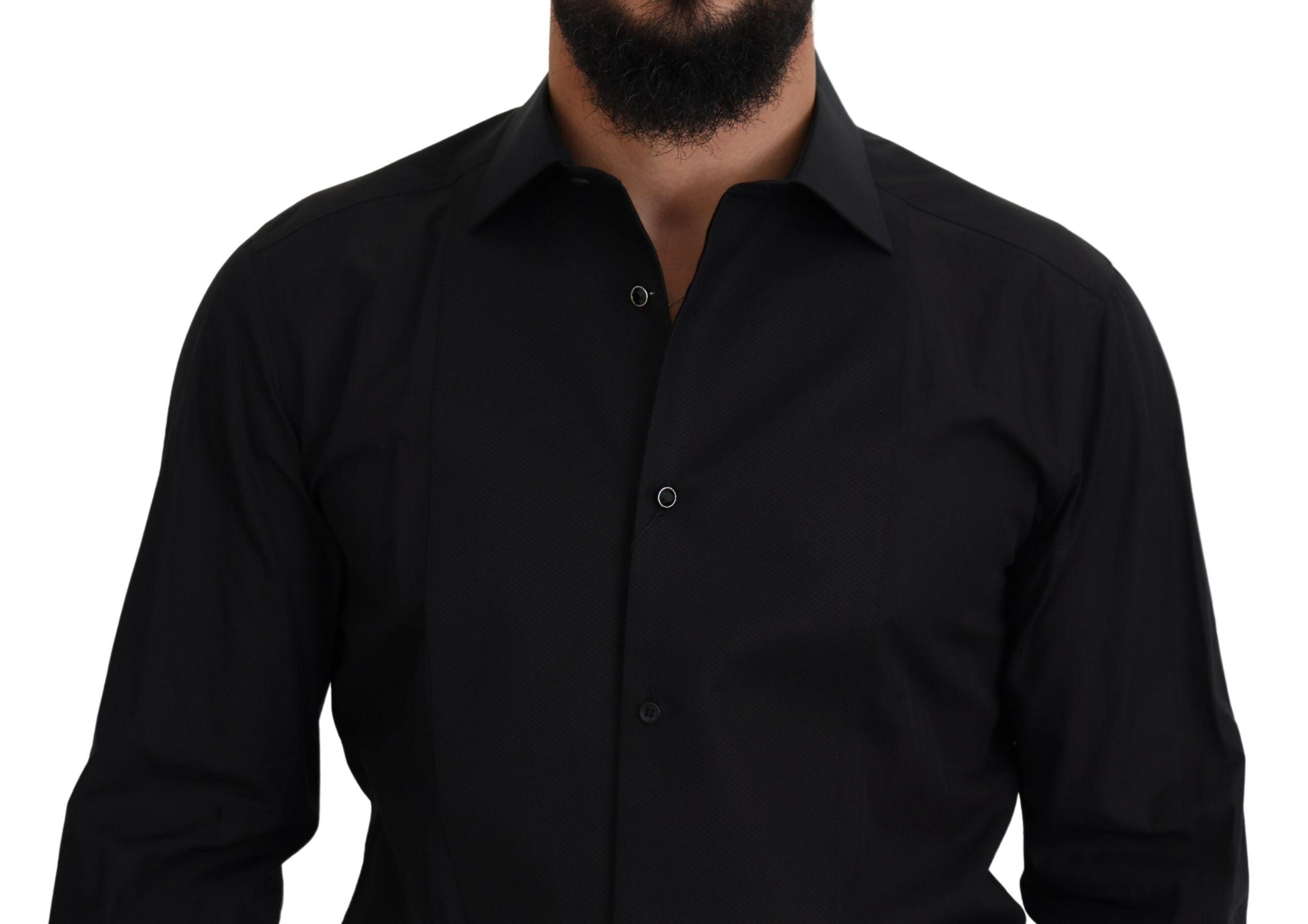 Dolce &amp; Gabbana Black GOLD Cotton Collared Long Sleeve Shirt