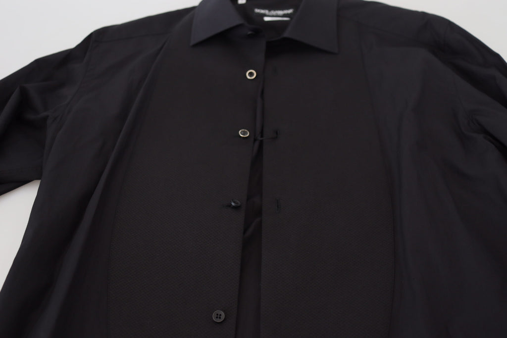 Dolce &amp; Gabbana Black GOLD Cotton Collared Long Sleeve Shirt