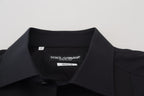 Dolce &amp; Gabbana Black GOLD Cotton Collared Long Sleeve Shirt