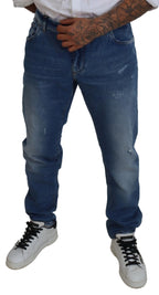 Dolce & Gabbana Blue Washed Skinny Cotton Denim Jeans