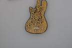 Dolce &amp; Gabbana Gold Brass Beaded Guitar Pin Accessory Brooch