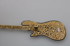 Dolce &amp; Gabbana Gold Brass Beaded Guitar Pin Accessory Brooch