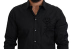 Dolce &amp; Gabbana Black Roses Slim Fit Cotton Shirt