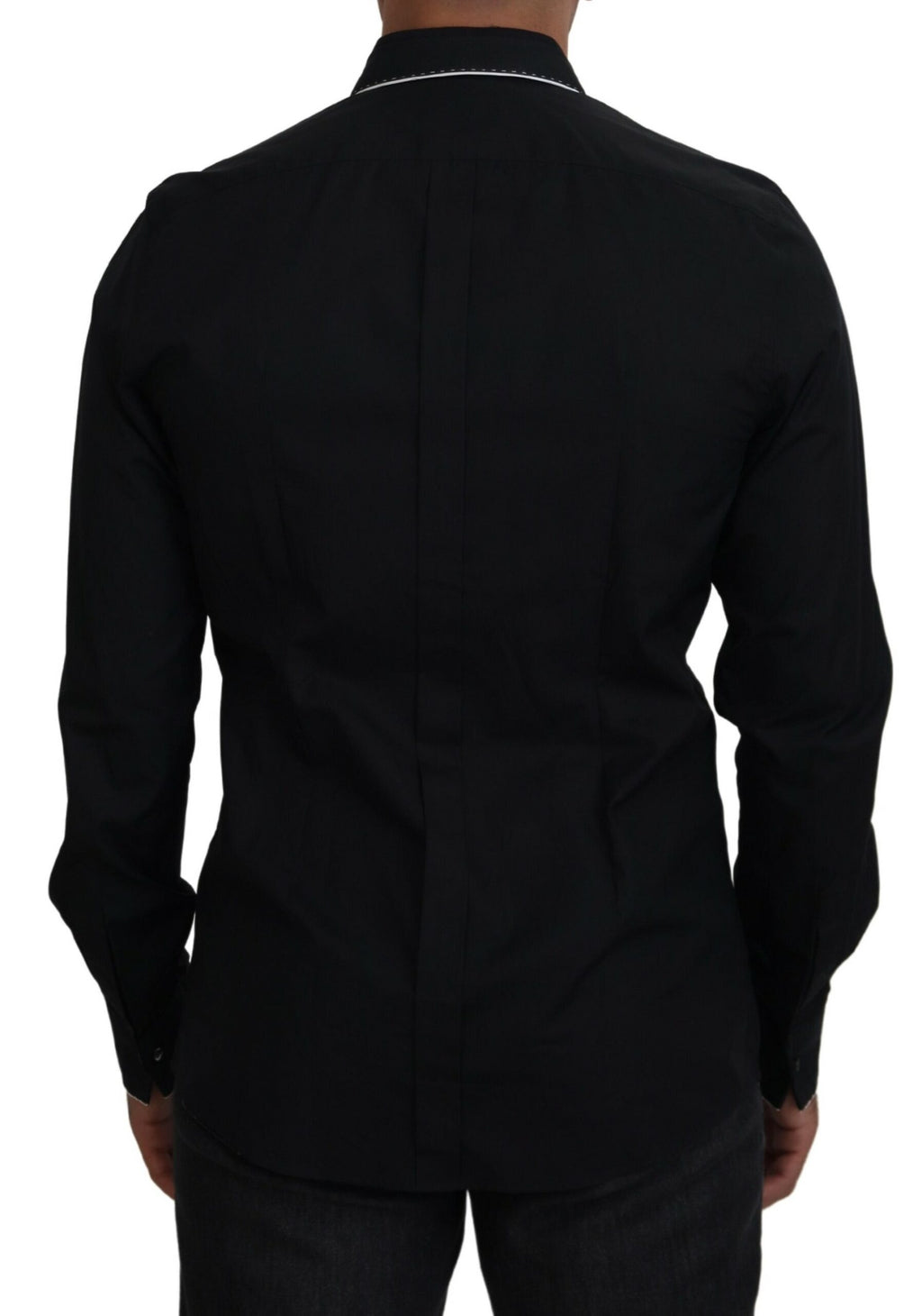 Dolce &amp; Gabbana GOLD Black Tuxedo Slim Fit Cotton Shirt