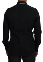 Dolce &amp; Gabbana GOLD Black Tuxedo Slim Fit Cotton Shirt
