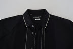 Dolce &amp; Gabbana GOLD Black Tuxedo Slim Fit Cotton Shirt