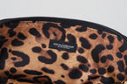 Dolce &amp; Gabbana Blue Logo Print Hand Pouch Leopard Print Toiletry Bag