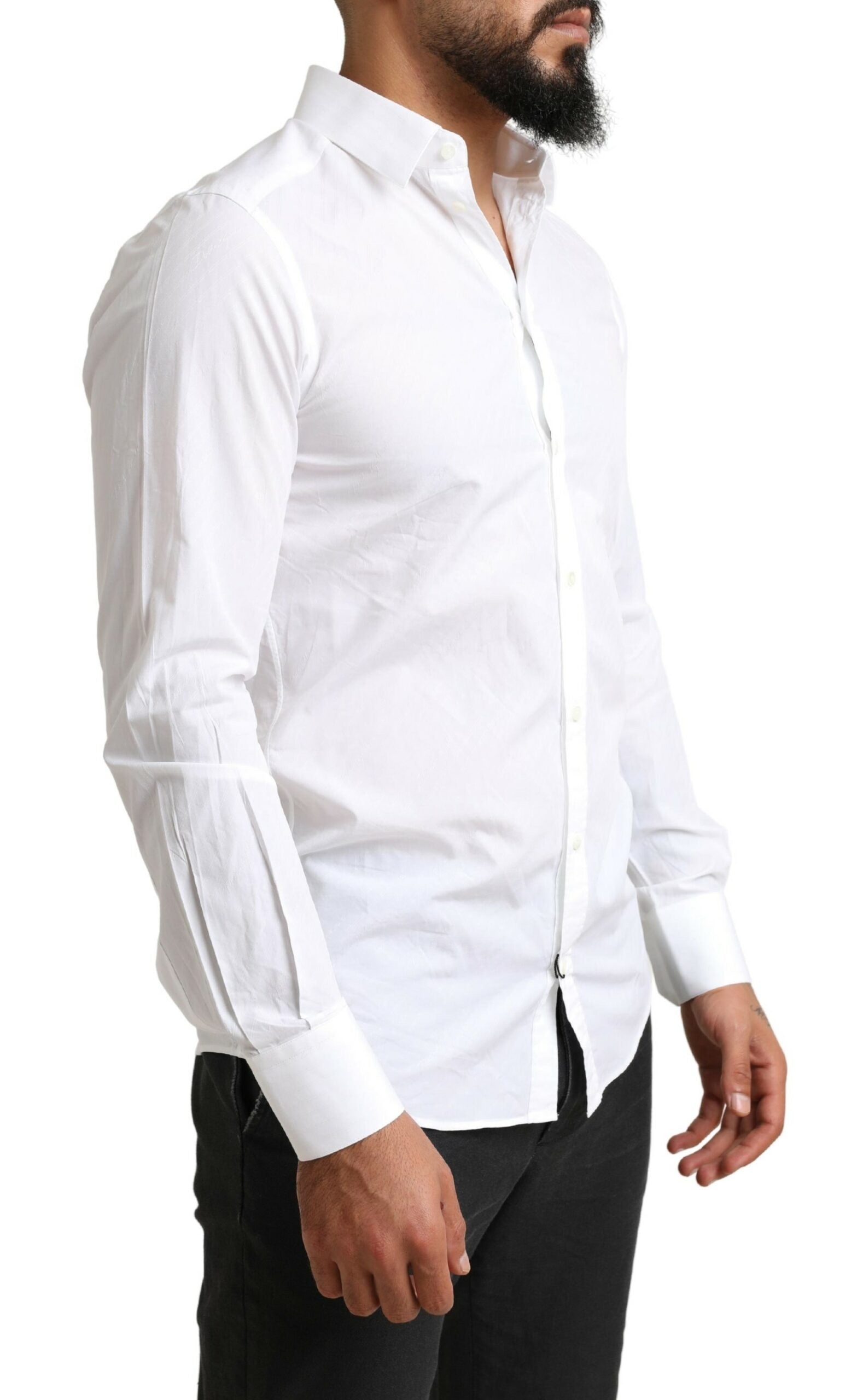 Dolce &amp; Gabbana White MARTINI Cotton Dress Formal Shirt