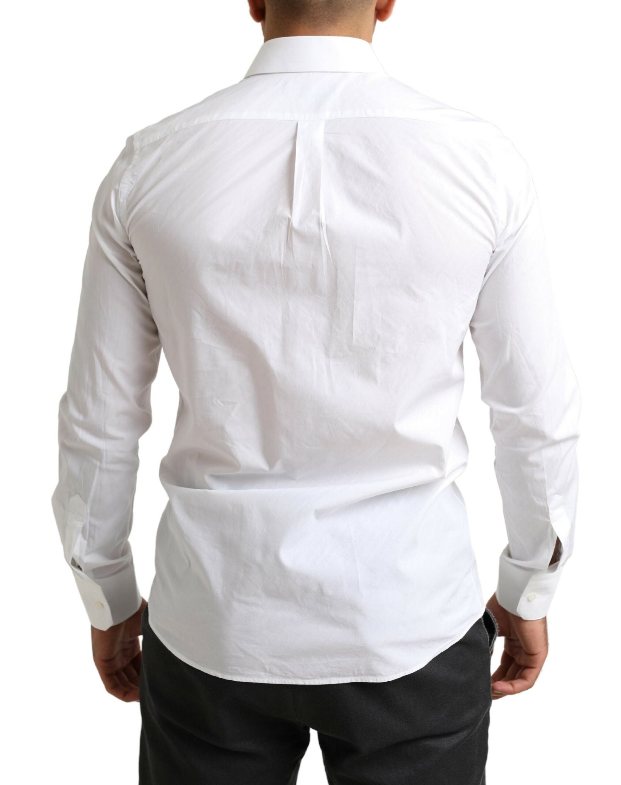 Dolce &amp; Gabbana White MARTINI Cotton Dress Formal Shirt