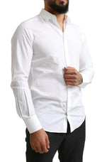 Dolce &amp; Gabbana White MARTINI Cotton Dress Formal Shirt