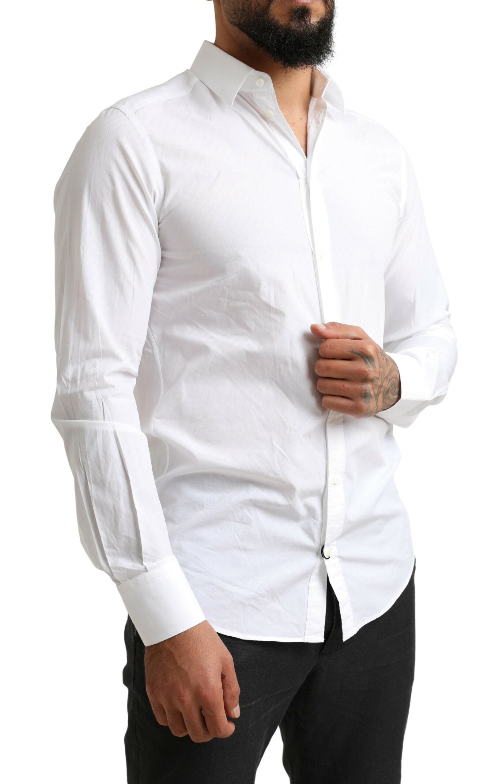 Dolce &amp; Gabbana White MARTINI Cotton Dress Formal Shirt