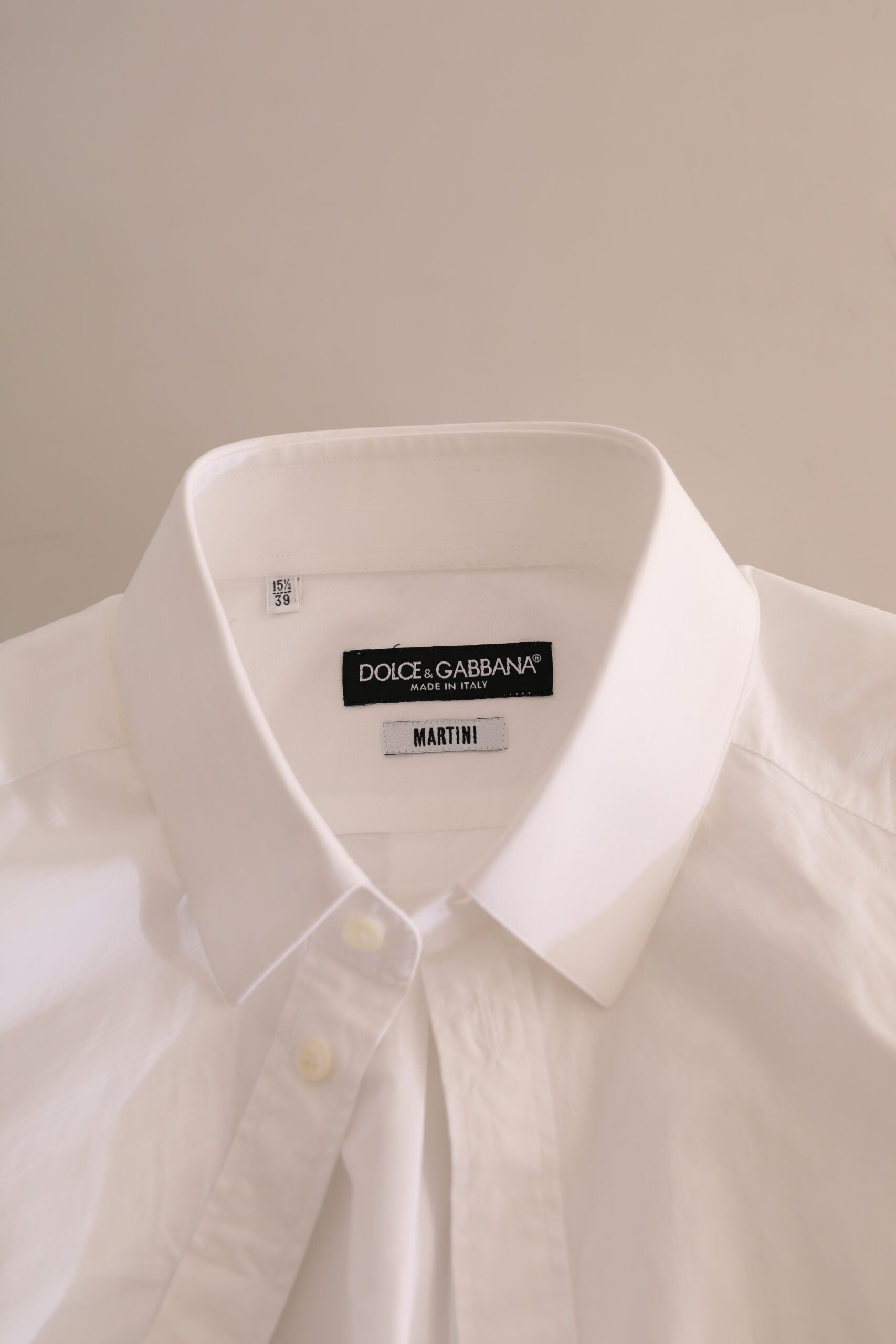 Dolce &amp; Gabbana White MARTINI Cotton Dress Formal Shirt