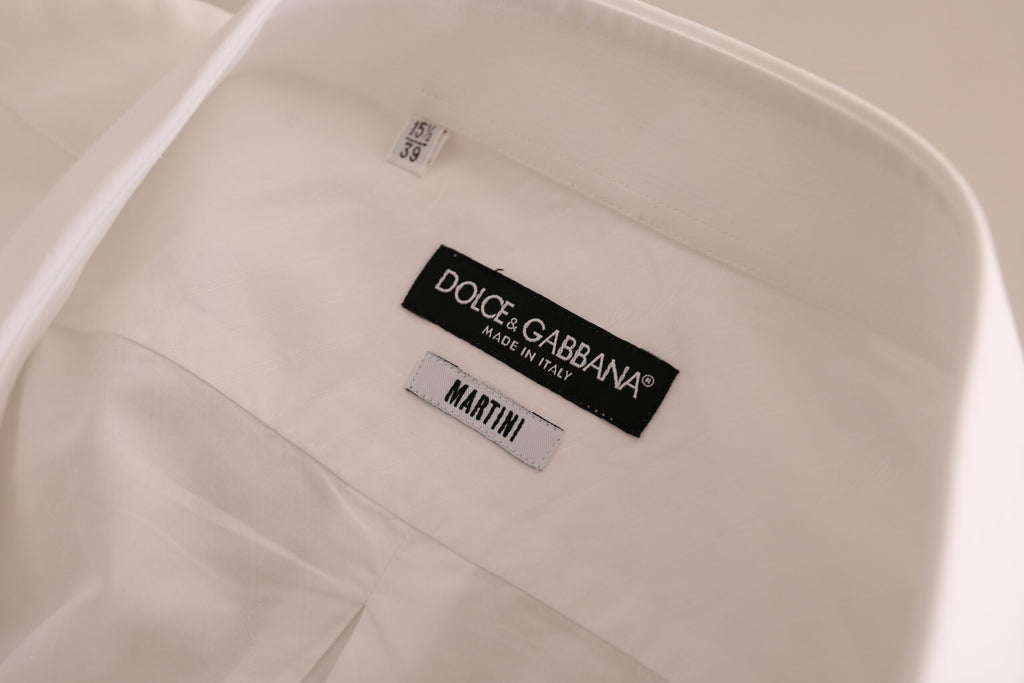 Dolce &amp; Gabbana White MARTINI Cotton Dress Formal Shirt