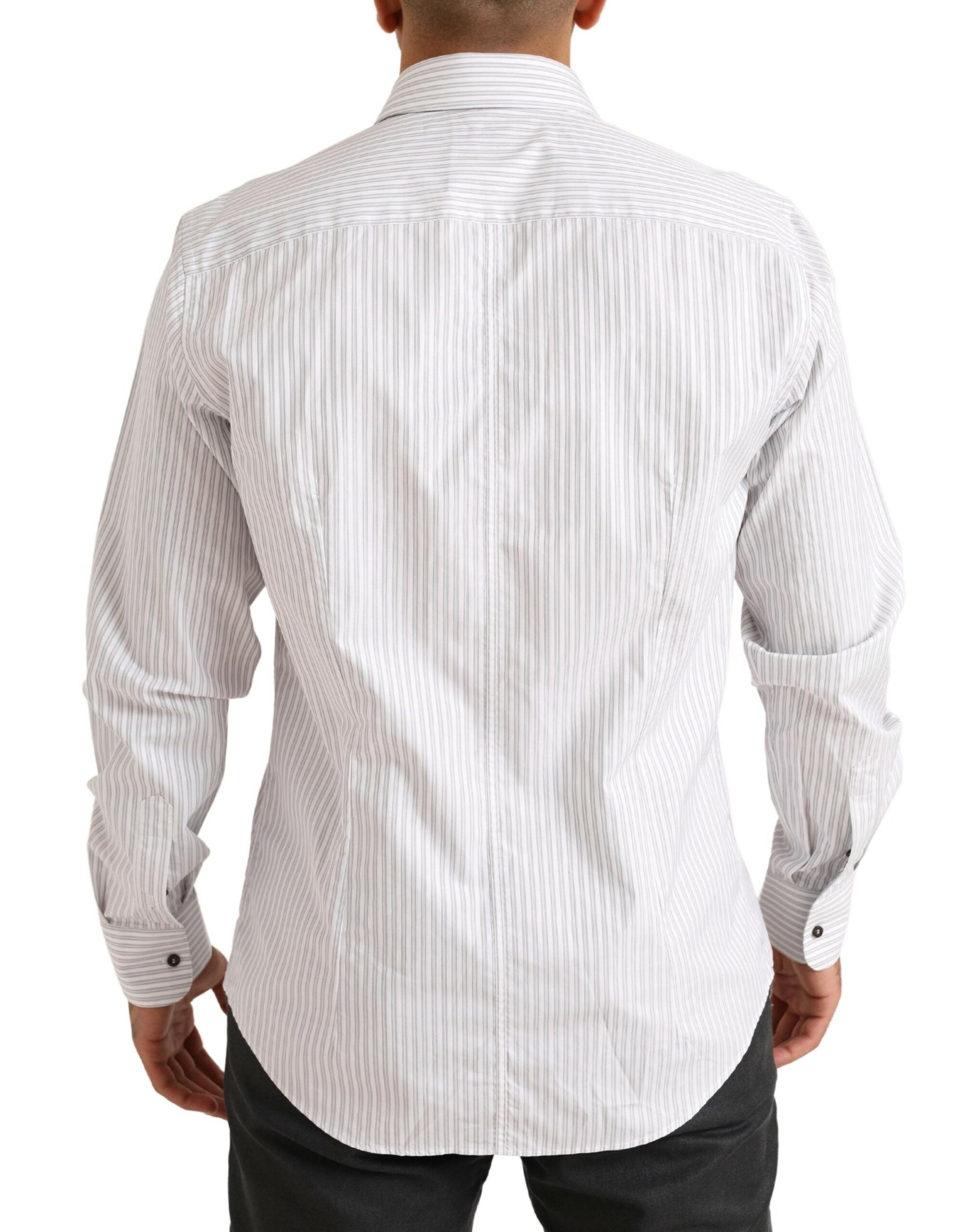 Dolce &amp; Gabbana White MARTINI Cotton Stripe Dress Formal Shirt