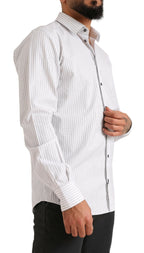 Dolce &amp; Gabbana White MARTINI Cotton Stripe Dress Formal Shirt