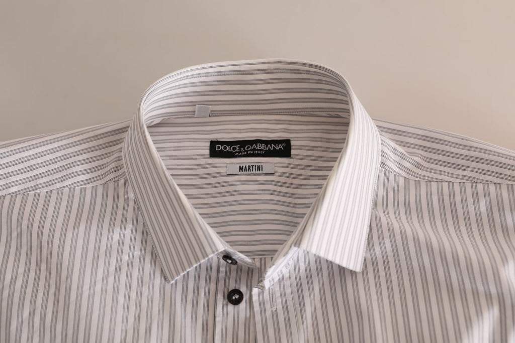 Dolce &amp; Gabbana White MARTINI Cotton Stripe Dress Formal Shirt