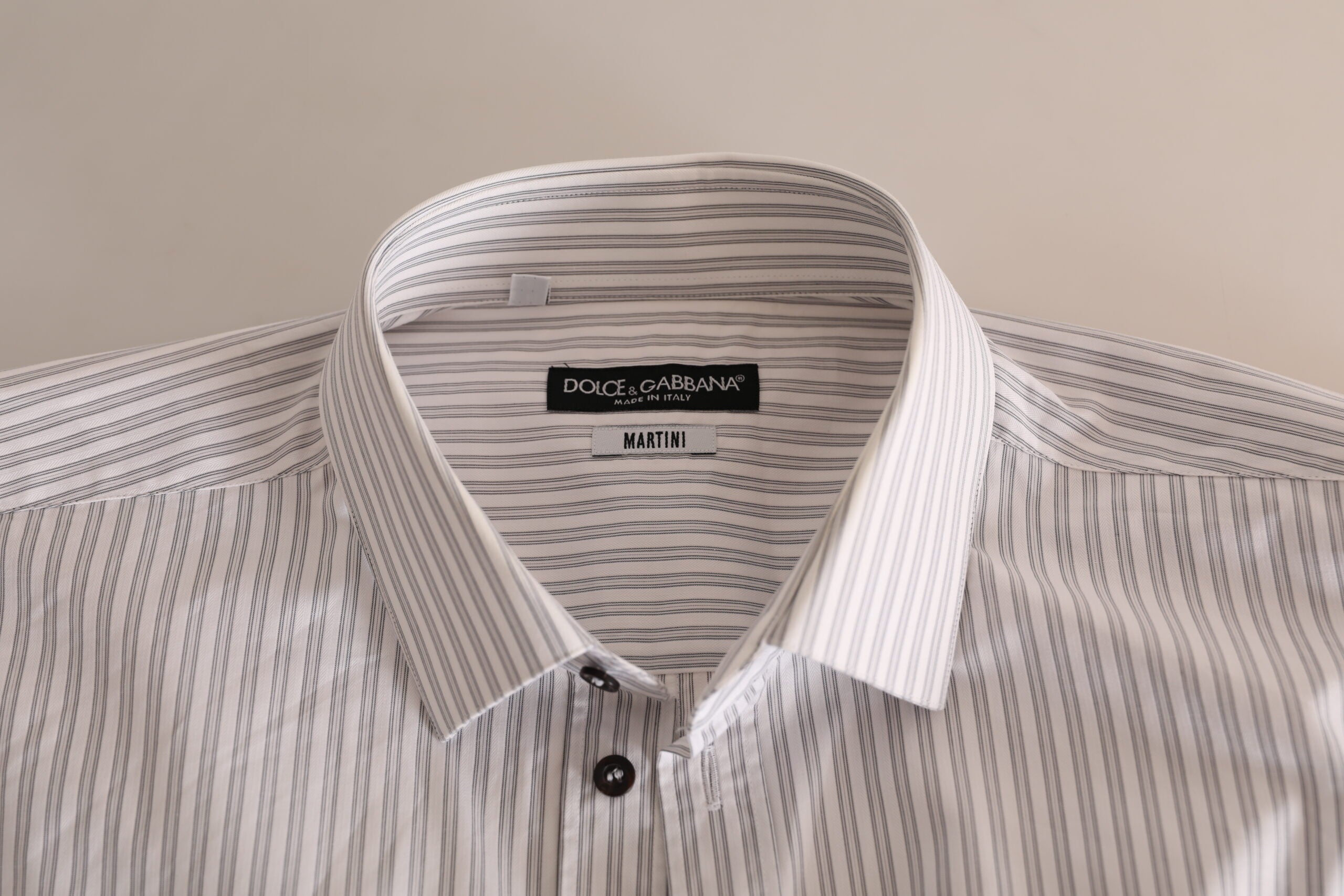 Dolce &amp; Gabbana White MARTINI Cotton Stripe Dress Formal Shirt