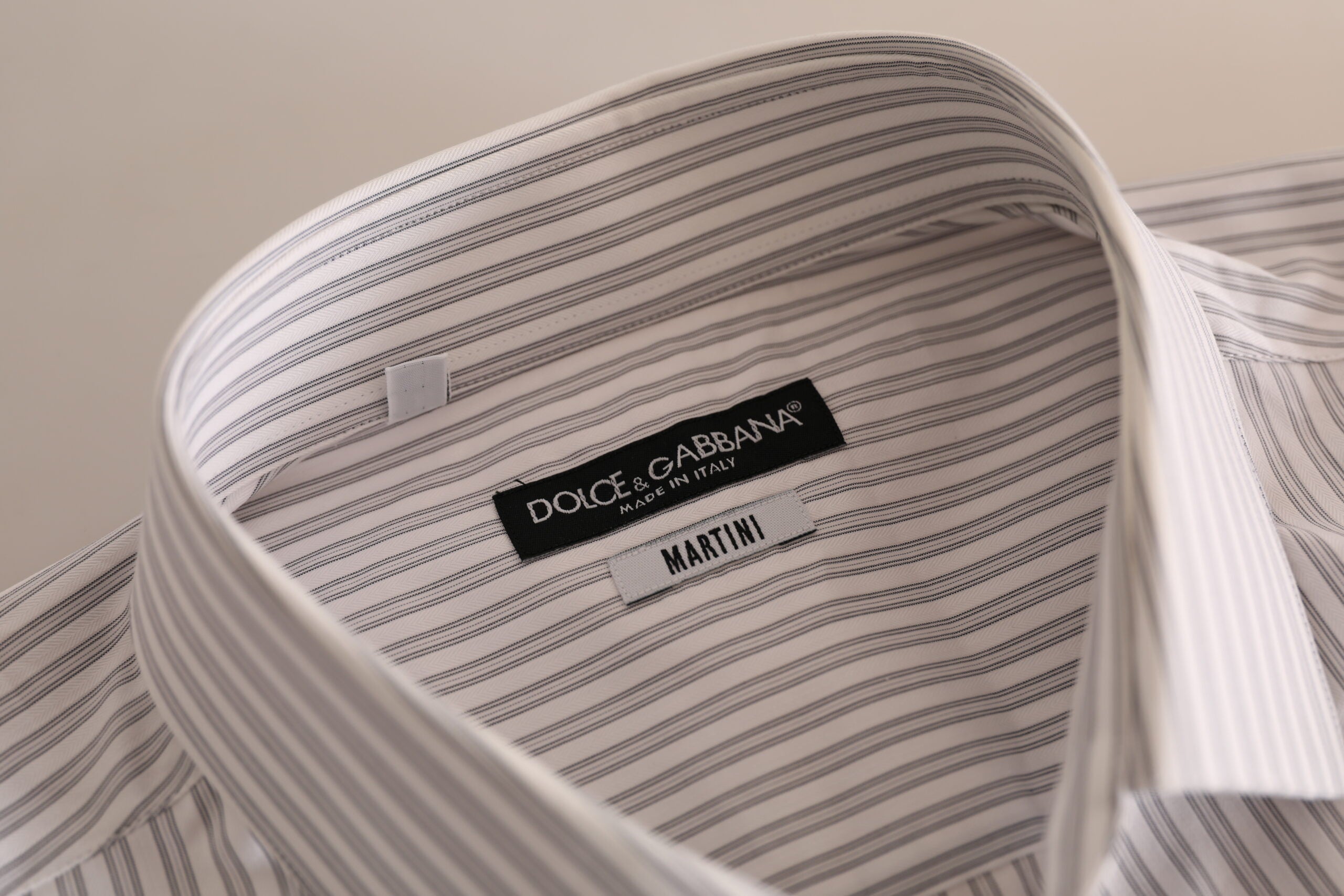Dolce &amp; Gabbana White MARTINI Cotton Stripe Dress Formal Shirt