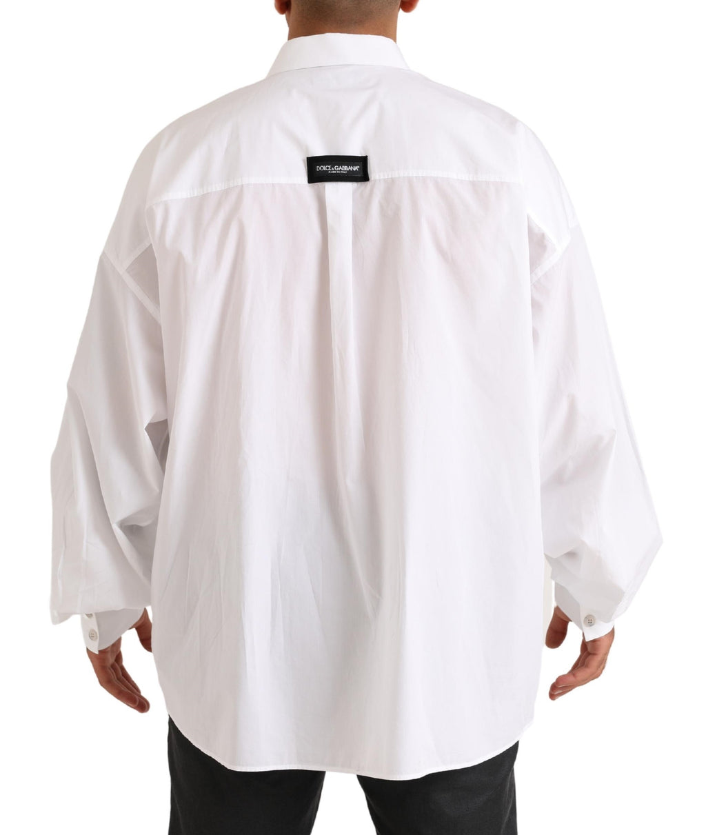 Dolce &amp; Gabbana White Logo Cotton Casual Long Sleeves Shirt