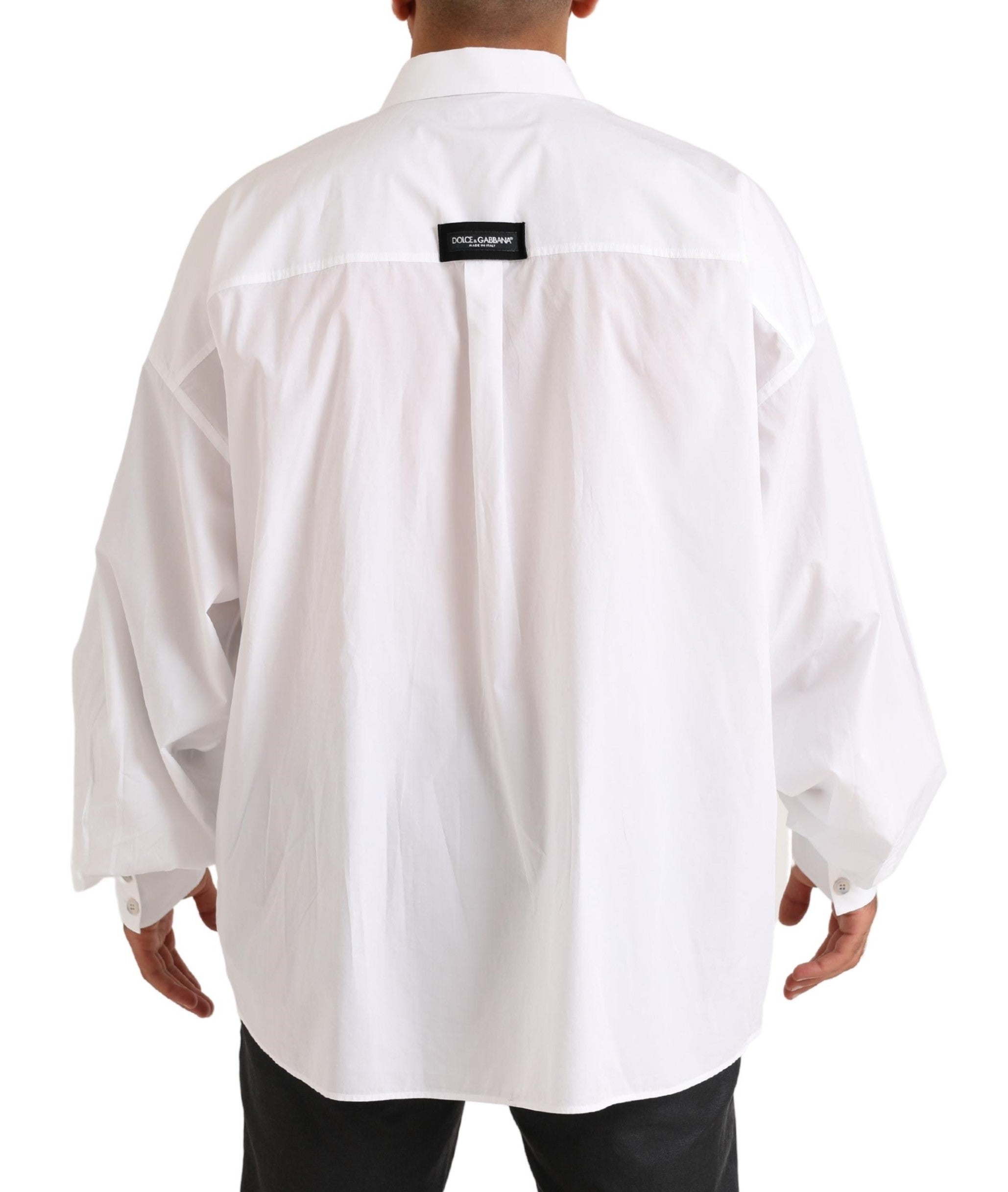Dolce &amp; Gabbana White Logo Cotton Casual Long Sleeves Shirt