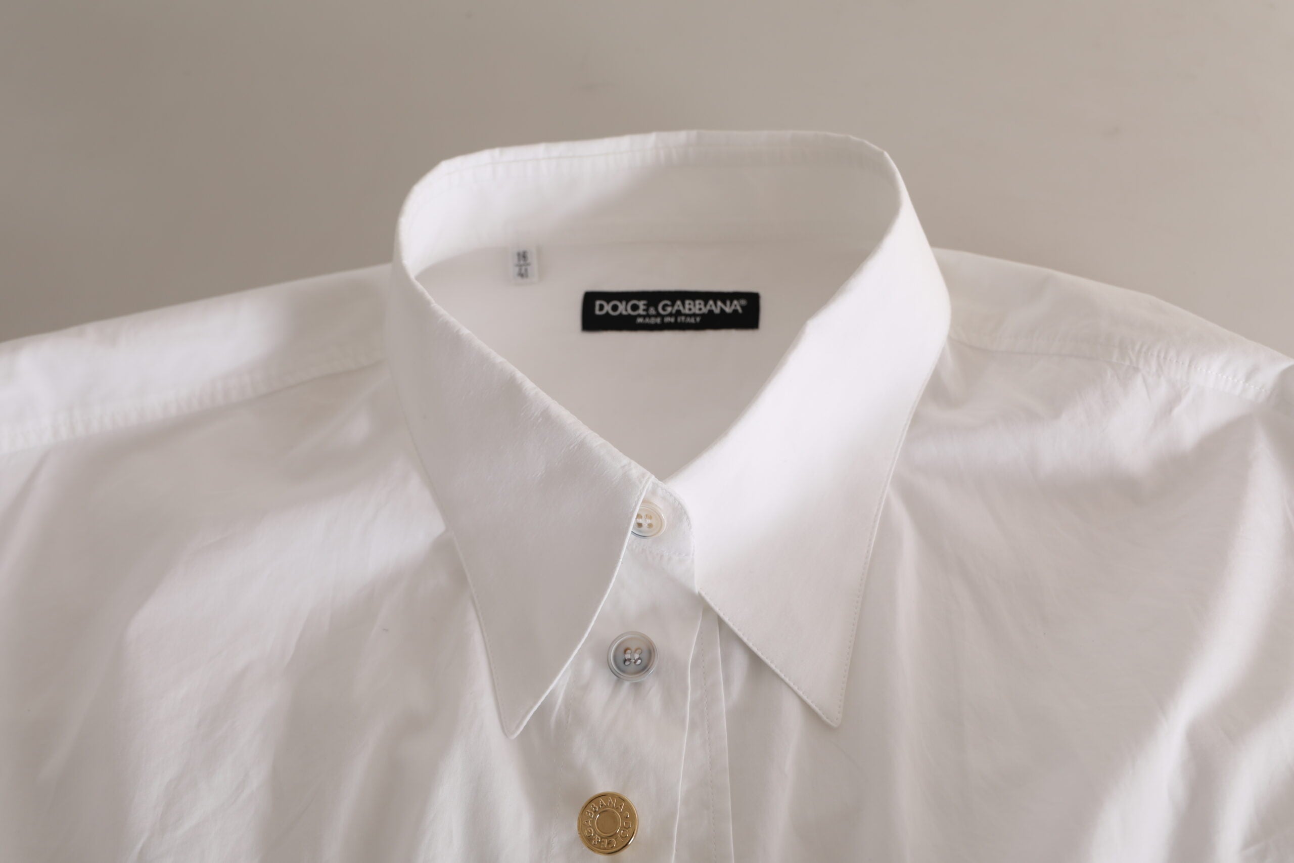Dolce &amp; Gabbana White Logo Cotton Casual Long Sleeves Shirt