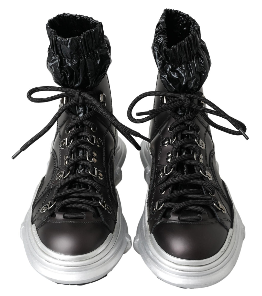 Dolce &amp; Gabbana Black Nylon Galileo High Top Sneakers Shoes