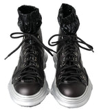 Dolce &amp; Gabbana Black Nylon Galileo High Top Sneakers Shoes