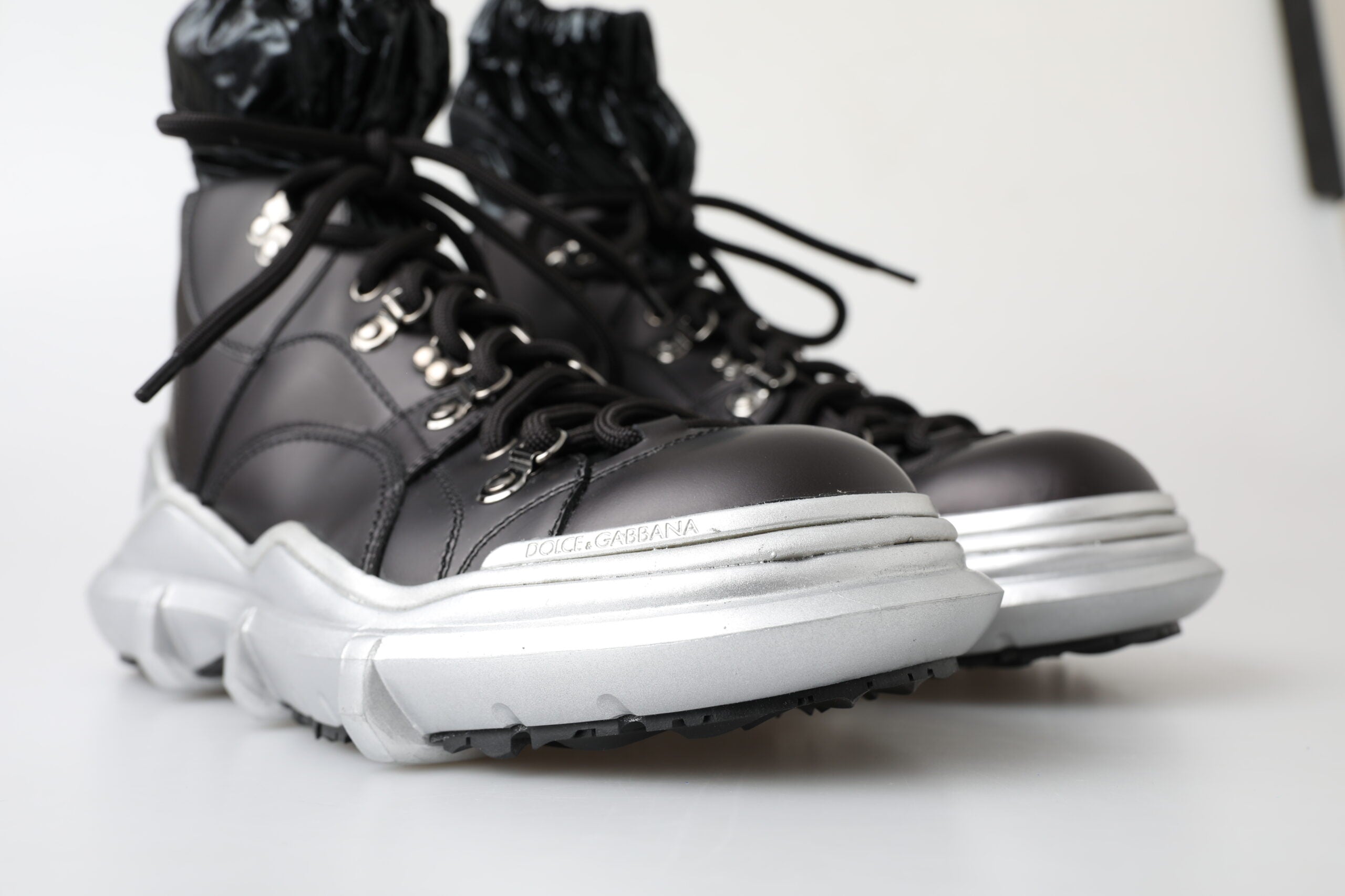 Dolce &amp; Gabbana Black Nylon Galileo High Top Sneakers Shoes