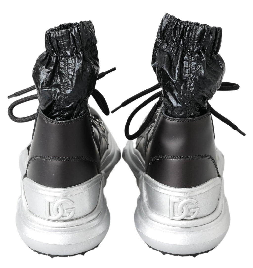 Dolce &amp; Gabbana Black Nylon Galileo High Top Sneakers Shoes