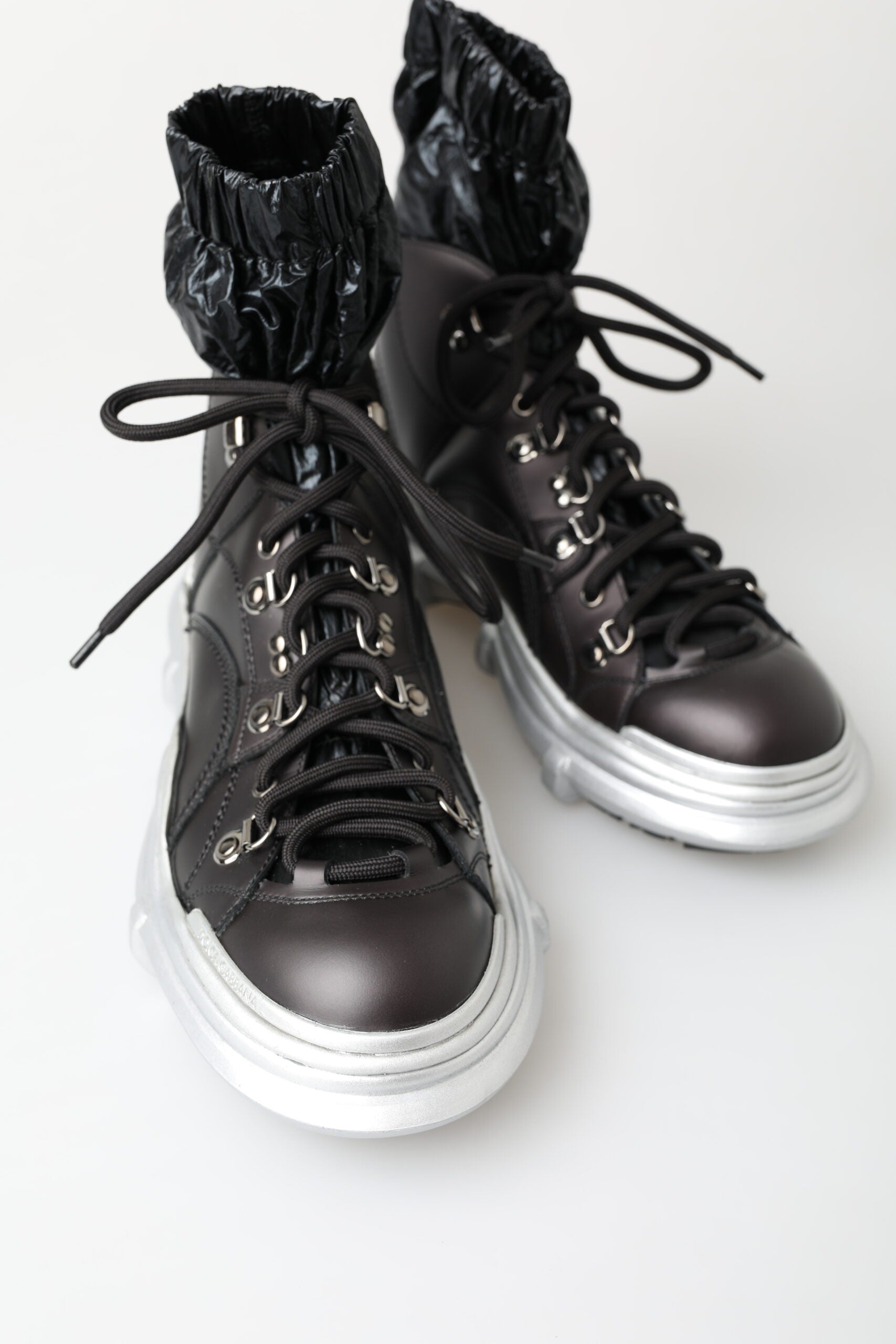 Dolce &amp; Gabbana Black Nylon Galileo High Top Sneakers Shoes