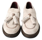 Dolce &amp; Gabbana Ivory Suede Leather Men Espadrille Shoes